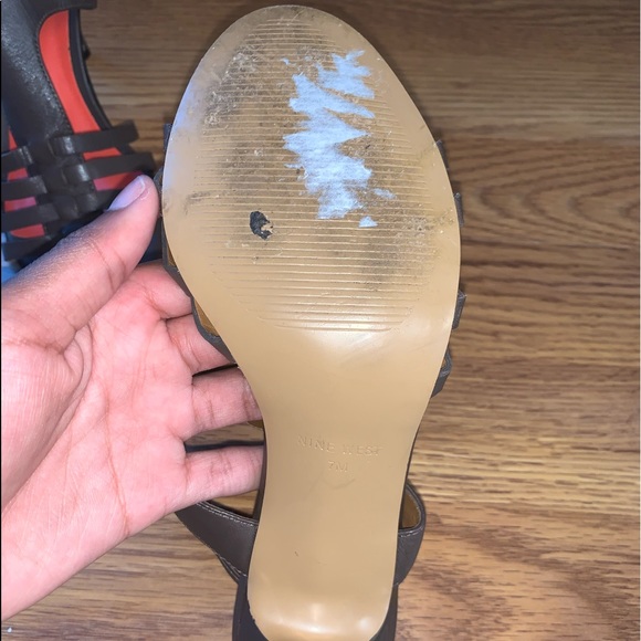 Brown Nine West Slingback Sandals With 3 inch Heel - Picture 4 of 5